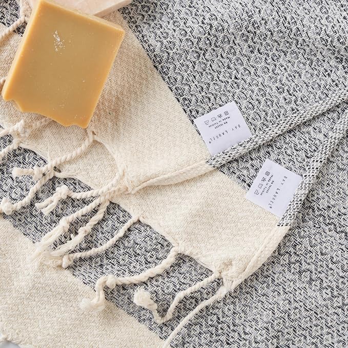 BAY LAUREL Turkish Hand Towel – Pack of 2 | Soft & Absorbent Decorative Towels for Bathroom, Hand, Face, Hair, Gym, Yoga, SPA, Kitchen & Tea | Boho Decor (Gray, Diamond 15x26 Inches (Set of 2)