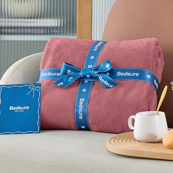 Bedsure GentleSoft Twin XL Fleece Blanket Dorm Bedding - Lightweight Soft Cozy Blankets for Bed, Sofa, Couch, Travel, Camping, Dusty Rose, 66"x90"