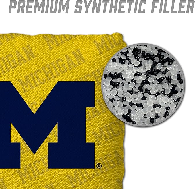 YouTheFan Officially-Licensed NCAA Set of 4 Cornhole Bags - All Weather Regulation 6” x 6” Size - 16oz Weight - Designed in USA