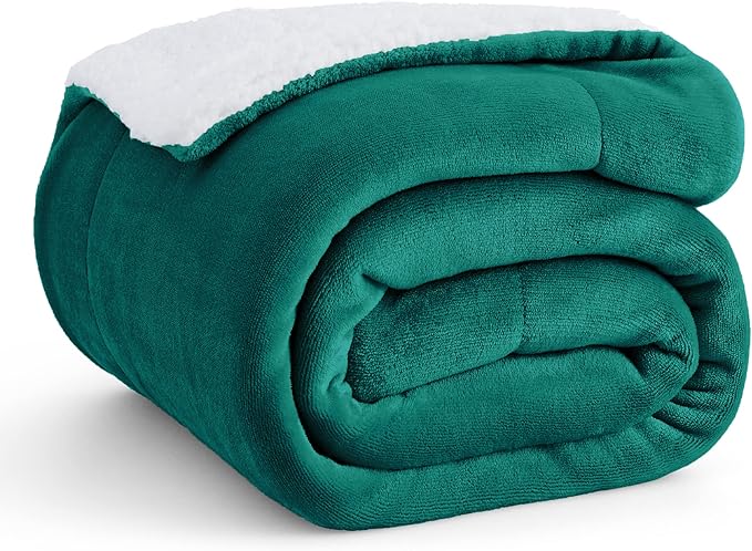 Bedsure GentleSoft Sherpa Fleece Twin Size Blanket for Couch, Non-Heated, Thick and Warm Throw for Women and Men, Soft Fuzzy Plush Twin Blanket for Winter, Forest Green, 60x80 Inches