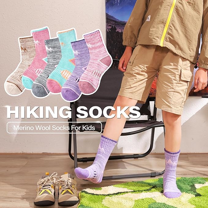 ANTSANG Kids Toddlers Boys Girls Merino Wool Hiking Athletic Thermal Warm Winter Socks