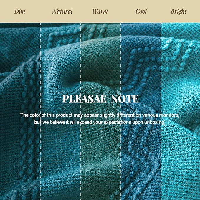 BATTILO HOME Teal Blue Throw Blanket for Couch, 50"x60" | Decorative Teal Throw for Sofa Bed Room, Boho Throw Blanket for Home Decor