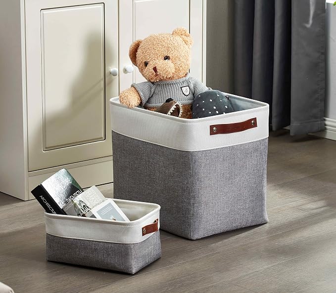 DECOMOMO Extra Large Storage Baskets, 54.5L Fabric Storage Bins 3 Pack | XXXL Storage Baskets for Shelves, Linen Closet Organizers (Grey and White, 17" x 13" x 15")