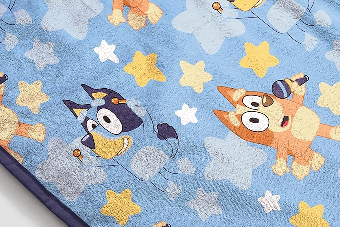 Jay Franco Kids Plush Throw Blanket – Soft & Cozy Fleece Throw for Bedroom & Couch Décor, Official Licensed Product, Blue - Bluey, 40x50 - Travel Blanket