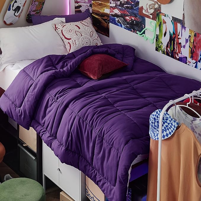 Bedsure Comforter Duvet Insert - Quilted Comforters Twin XL Size, All Season Duvet, GentleSoft Down Alternative Bedding Blanket, with 8 Tabs, Gifts for Women/Men, Purple, Twin XL 92 x 68 Inches