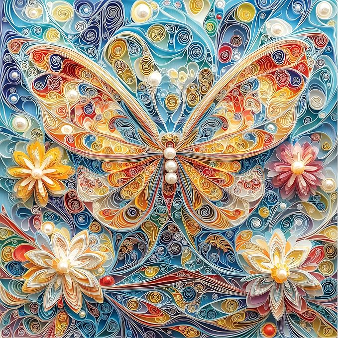 Butterfly Quilling Art Puzzle - 500 Piece Jigsaw Puzzle for Adults - Challenging 20x20 Inch Brain Teaser for Solo & Family Game Night