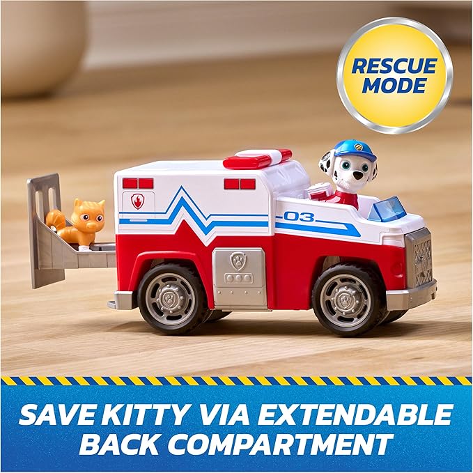 Paw Patrol: Search & Rescue, Marshall Rescue Responder Vehicle with 2 Figures, Toy Truck with Pull-Back Action, Kids Toys for Boys & Girls Ages 3+