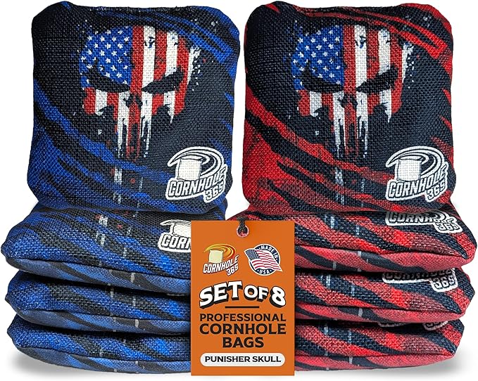 Cornhole365 - Stick & Slide - Professional Corn Hole Bag - Heavy-Duty Double-Stitched Polyester Fabric & Resin Filling for All-Weather - Versatile Regulation Size Cornhole Bean Bags - Set of 8