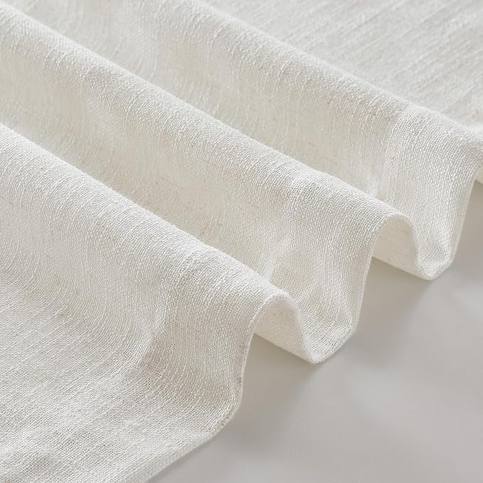 Natural Pinch Pleated Linen Semi Sheer Curtains 54 Inch Length 2 Panels | for Dining Room Bedroom, Memory Training Shaped, Pinch Pleat Drapes with Hooks Rings, Light Filtering Window Curtain 40x54