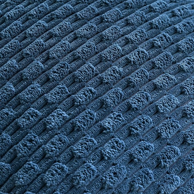 Set of 4 Blue Decorative Throw Pillow Covers 16x16 Inch Corduroy Pillow Covers for Bed Couch Sofa Living Room Soft Square Cushion Cases