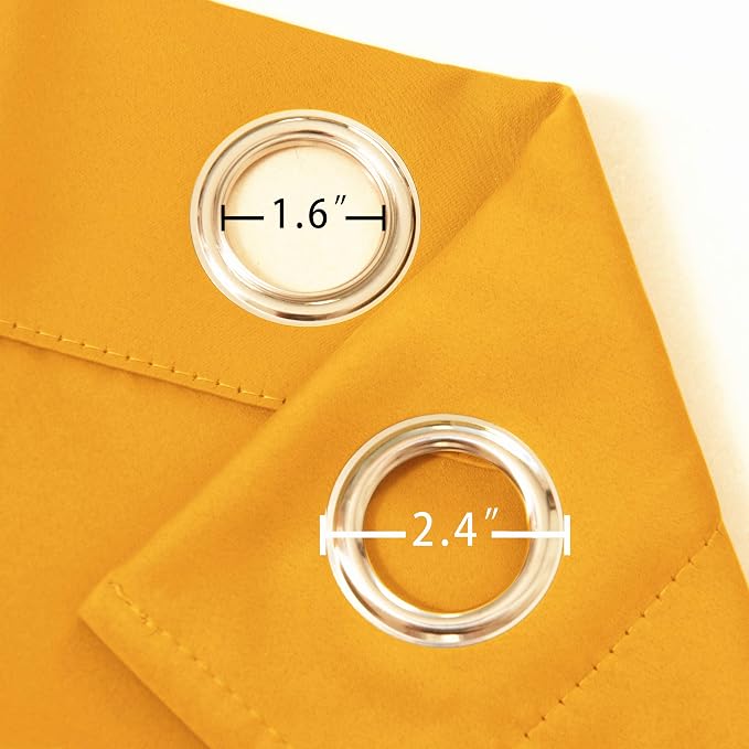 LEMOMO Yellow Thermal Blackout Curtains/52 x 84 Inch/Set of 2 Panels Room Darkening Curtains
