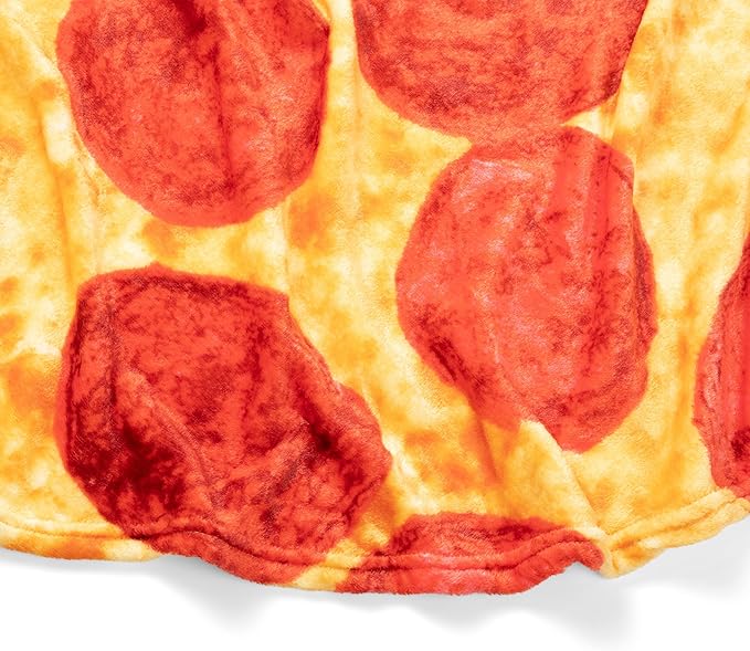 WHAT DO YOU MEME? Cozy Concepts Co. Pizza Comfort Blanket by Relatable Viral Trend Throw Blanket, Looks Like Giant Pizza to Wrap Yourself Up, Fun Room Decor or Gift, Large 65” Cozy Fleece