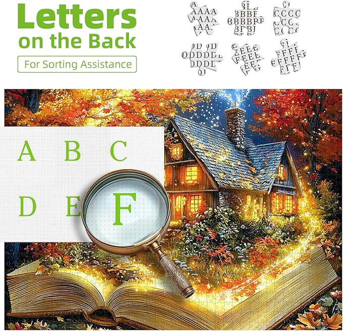 500 Piece Jigsaw Puzzle for Adults - Enchanted Autumn Cottage Fantasy Art Puzzle, Challenging Hard Difficult Puzzles for Adults 20x20 inches