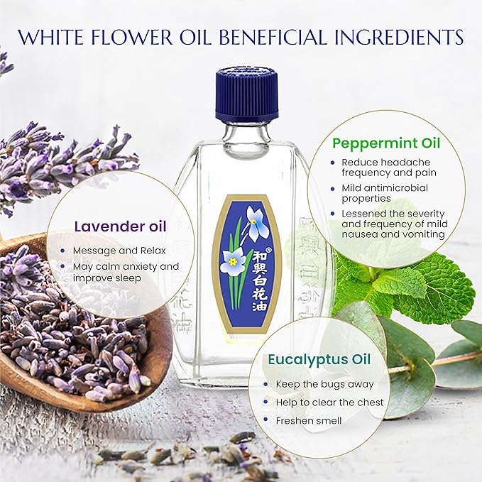 White Flower External Analgesic Balm Oil 2.5ml/ 0.085fl Oz (Authentic US Import) 12 Packs
