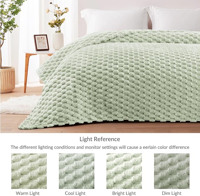 Whale Flotilla Soft Cozy 3D Fleece Throw Blanket for Couch Bed, Sage Green | Super Cozy Lightweight Plush Fluffy Throw, Luxury Decorative All‑Season Couch Cover Blanket for Sofa & Office Chair, 50"x60"
