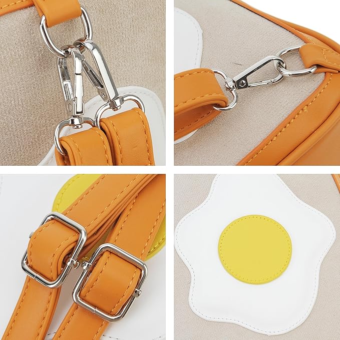 Cute Ita Bag Pin Display Backpack with 2 Inserts for Pins Novelty Toast Shaped Ita Crossbody Bag for Women with Adjustable Straps