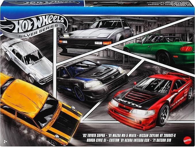 Hot Wheels 1:64 Scale Die-Cast Toy Cars, Set of 6 Japanese Vehicles with Elevated Deco (Styles May Vary)