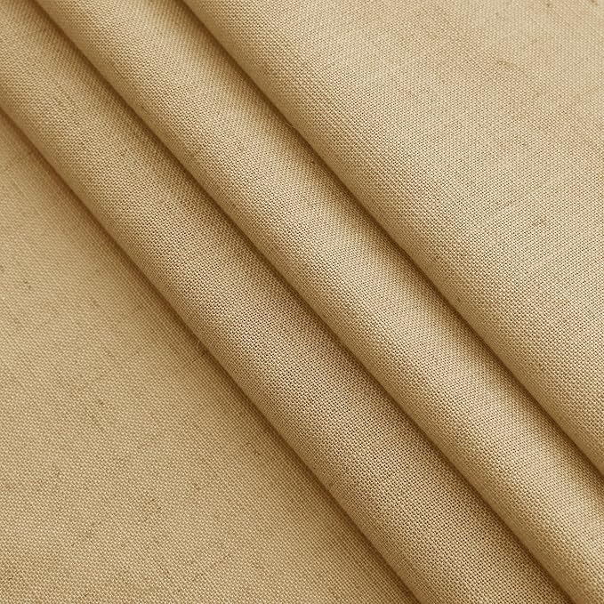 Gold Yellow Linen Curtains for Living Room 63 Inches Long 2 Panel Set Light Filtering Linen Drapes for Kitchen Windows Rod Pocket Back Tab Short See Through Curtain Country Farmhouse Decor 52x63