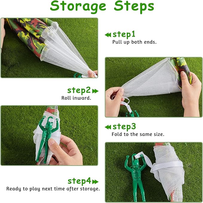 Aoriher 12 Pcs American Flag Army Parachute Toy Action Figures, Boys Outdoor Games, No Battery Flying Toys for School Gifts Present
