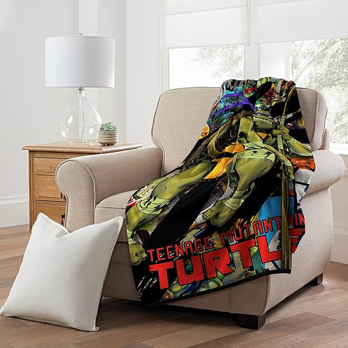 Northwest Teenage Mutant Ninja Turtles Micro Raschel Throw Blanket, 46" x 60", Dashing Donnie