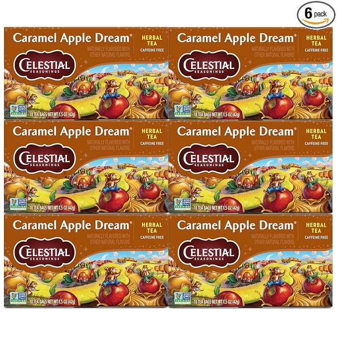 Celestial Seasonings Herbal Tea, Caramel Apple Dream, 18 Count (Pack of 6)