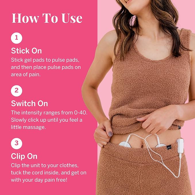 Pixie Period Pain Relief Device - Best PMS Relief Simulator with TENS Technology - Thinnest Wearable Tens Unit - Unnoticeable Under Clothes - Menstrual Cramp Comfort for Feminine Care