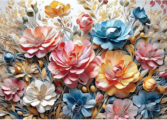 Vibrant Floral Bloom 1000 Piece Puzzles for Adults Clearance, Fun Puzzles for Adults 1000 Pieces with HD Print & Poster, 27.5" X 19.7" Dust Free, for Gifts Halloween Christmas Family Games