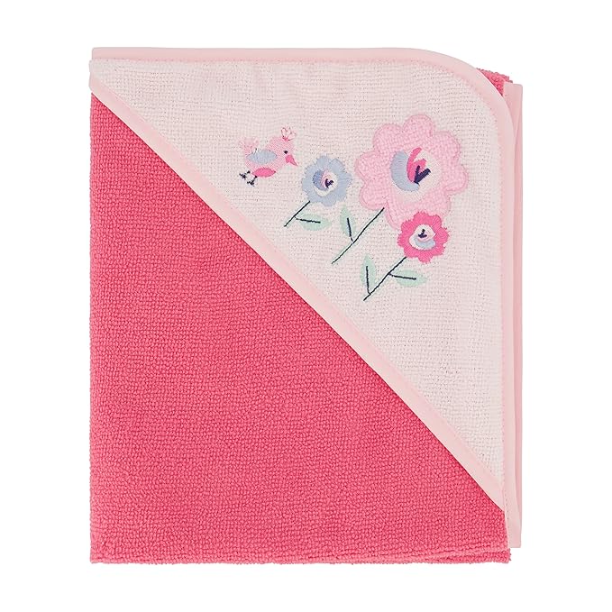 Cudlie Buttons & Stitches Baby Girl 6 Pack Rolled/Carded Hooded Towels in Blooms & Dots Print, GS71731