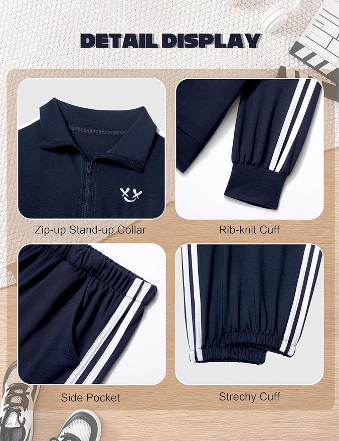MIGU Boys Clothes for Boys Outfits Set Half-Zip Pullover Sweatshirt and Sweatpant 2pcs Boys Tracksuit