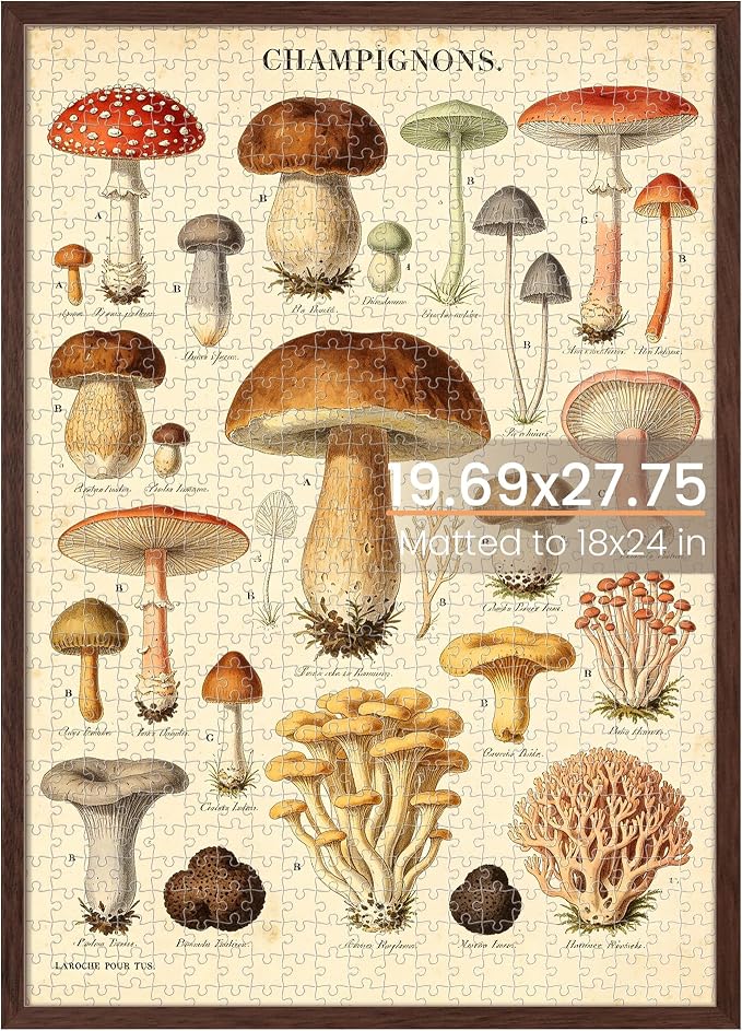 upsimples 19.7x27.6 Puzzle Frame, Display 18x24in with Mat or 50x70cm Without, Wall Hanging 1000 Pieces Puzzles Frames, Brown, 1 Pack