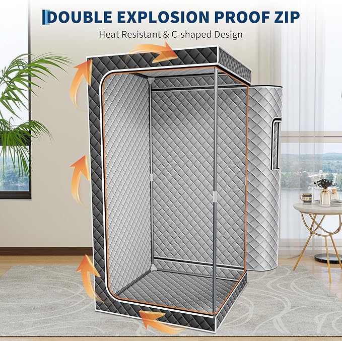 Portable Steam Sauna Box with 3L Steamer, 5-Layer Waterproof and Thermal Insulation, Folding Chair, for Home Steam Spa, Indoor & Outdoor(Black)