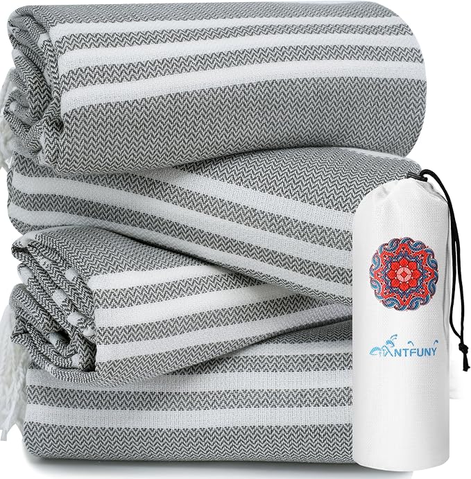 4 Pack Turkish Beach Towels Quick Dry Sand Free Soft Absorbent Extra Large Xl Big Blanket Adult Oversized Bath Pool Swim Towel Lightweight Thin Fast Drying Compact No Sand Packable Vacation Essentials