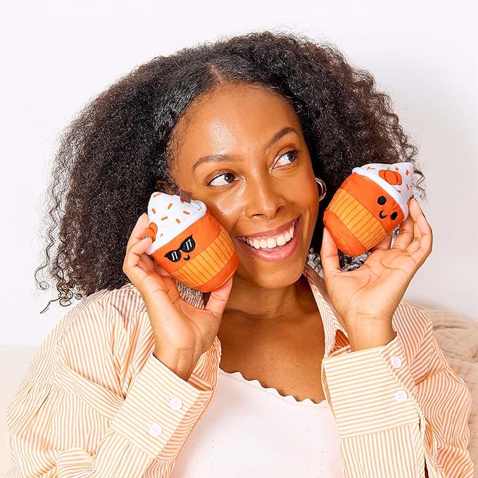 Emotional Support Lattes by Relatable, Soft & Cuddly Fall Plushies for Love Ones of All Ages, The Perfect Fall Gifts for Back to School, and Teacher Desk Buddy, Includes 5 Latte Plushies with Basket
