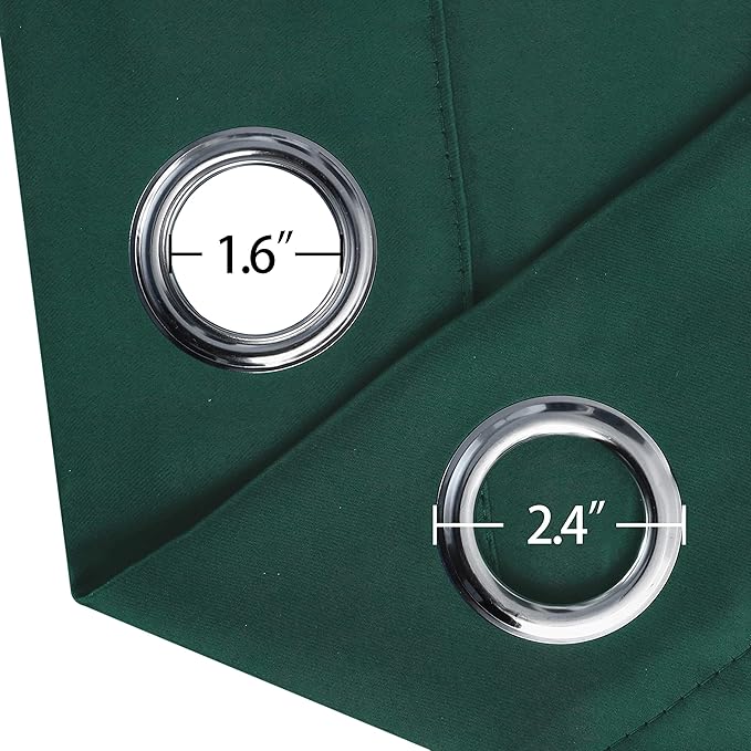 LEMOMO Green Blackout Curtains 34 x 84 Inch Length/Set of 2 Curtain Panels/Thermal Insulated Room Darkening Blackout Curtains for Bedroom