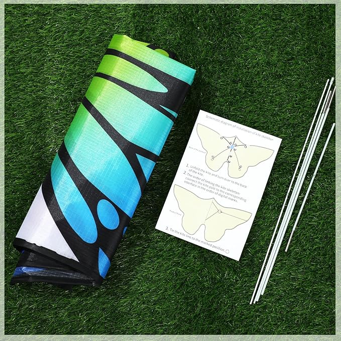 Silipull 6 Pcs Kites Butterfly Kite 55" x 28" Large Kites with 328ft String Colorful Beach Kite for Adults Beginner Outdoor Supplies