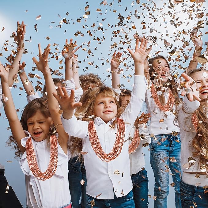 100PCS Mardi Gras Beads, Orange Bead Toy Necklaces Party Favors, 33" Necklaces Costume Accessories, Festival Parade Throw Accessories Mardi Gras Halloween Wedding Celebrations Decor