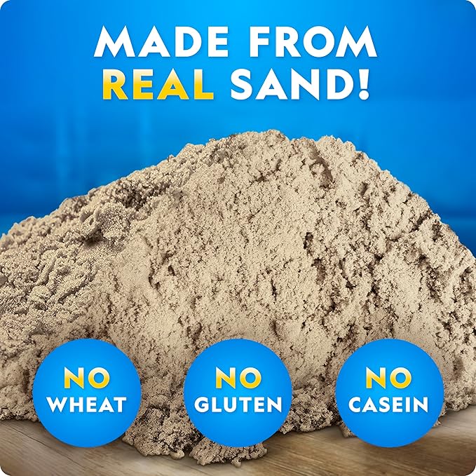 National Geographic Moon Sand - 12 Lbs. with Castle Molds (Natural) - A Fun No Mess Sensory Activity, Kids Fake Sand Play Set, Sensory Bin Filler