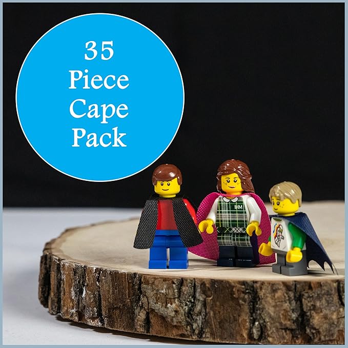 Brick Loot Superhero Capes for Mini Figures – 35 Piece Cape Set for Lego Minifigures, Action Hero Accessories for Boys & Girls, Building Toy Kit Compatible with Major Brands, Gift for Kids Ages 6+
