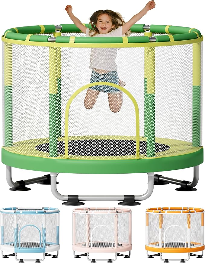 ZCMHAXJ 55" Trampoline for Kids, 440lbs Capacity Indoor & Outdoor Toddler Trampoline, Gifts for Boys & Girls