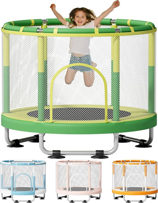 ZCMHAXJ 55" Trampoline for Kids, 440lbs Capacity Indoor & Outdoor Toddler Trampoline, Gifts for Boys & Girls