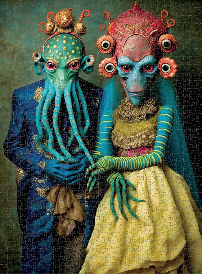 Cross & Glory - Meet The Aliens: Xantara and Nykara - 1000 Piece Jigsaw Puzzle | Unique Alien Couple Artwork | Satin Finish