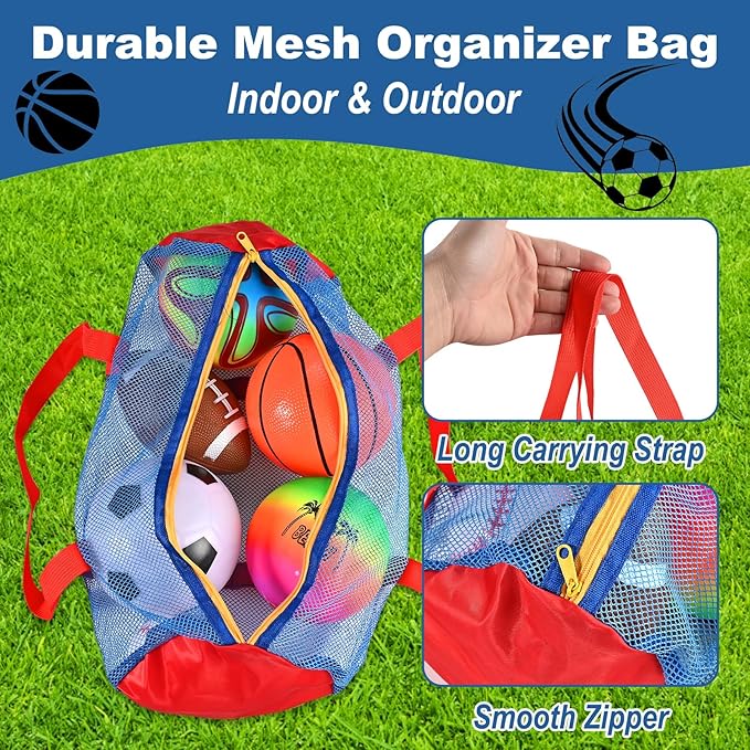 6 Pcs Outside Toys Balls for Toddlers 1-3 with Bag, Toddler Outdoor Sports Toys, Bouncy Balls Playground Beach Ball for Kids, Football Basketball Rugby Baseball Volleyball Soccer 1 2 3 4 5 Gift