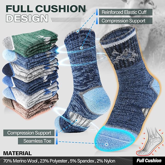 ANTSANG Kids Toddlers Boys Girls Merino Wool Hiking Athletic Thermal Warm Winter Socks