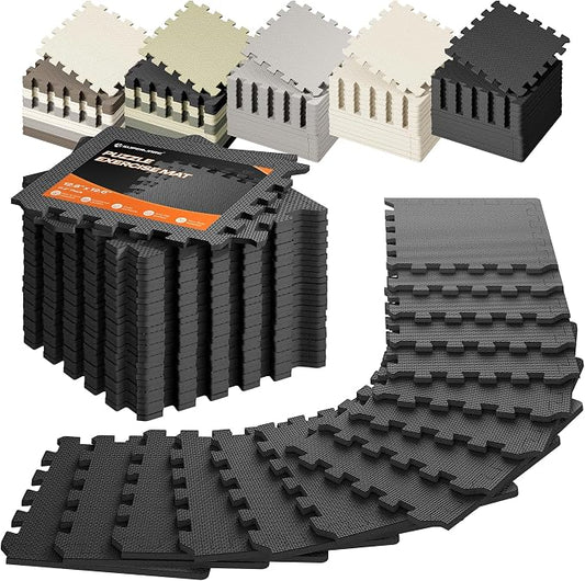SUPERJARE Gym Floor Mats, EVA Foam Puzzle Exercise Mats, Interlocking Floor Mats, Cushioned Foam Floor Tiles, Gym Flooring Workout Mat for Home Gym, Playroom, Garage, 12.6"x12.6"x0.4"