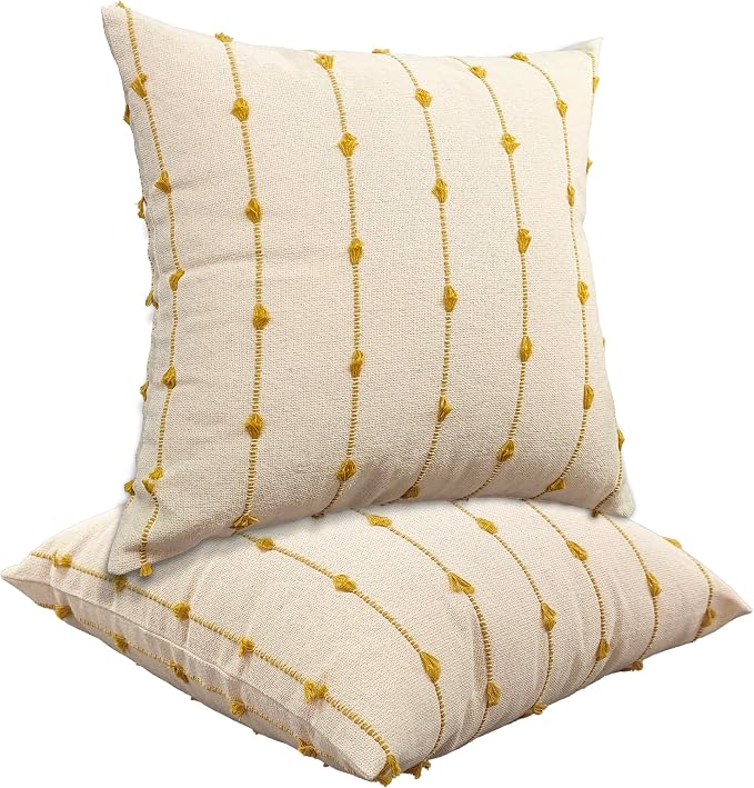 JMGBird Cream Throw Pillows Decorative Pillows, Inserts & Covers | 18x18 Gold Pillows Decorative Throw Pillows with inserts included Throw Pillows for couch