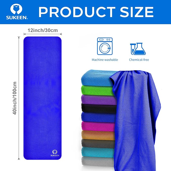 Sukeen Cooling Towel for Neck and Face (40"x12"), Microfiber Bulk Cooling Towels for Athletes Cooling Neck Wraps Instant Cooling Towels for Yoga,Gym,Golf,Running,Fitness and Workout