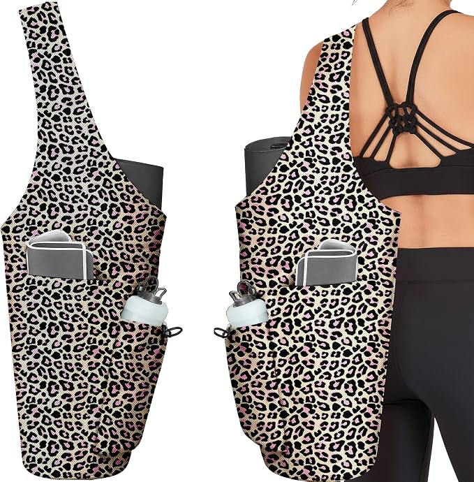 Yoga Bag for Women, Large Yoga Mat Bag Tote Carrier with Wet Dry Pocket, Water Bottle Holder & Adjustable Strap, Fits 1/2" Thick Yoga Mat for Gym, Pilates, Travel, Work