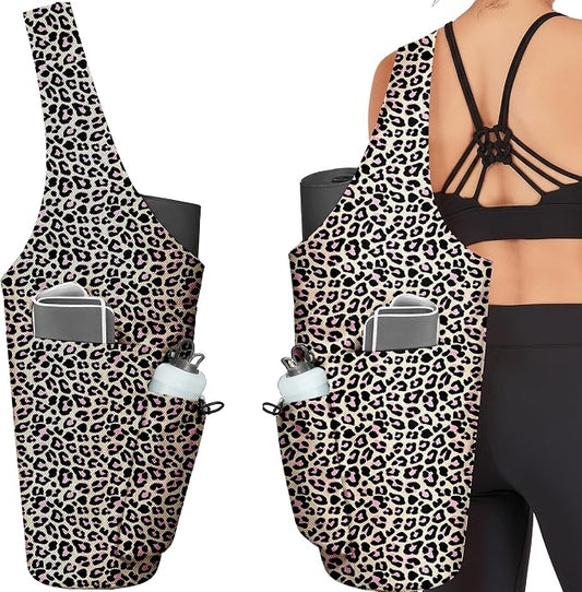 Yoga Bag for Women, Large Yoga Mat Bag Tote Carrier with Wet Dry Pocket, Water Bottle Holder & Adjustable Strap, Fits 1/2" Thick Yoga Mat for Gym, Pilates, Travel, Work