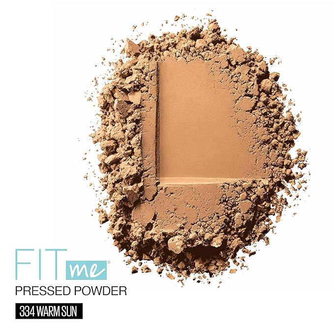 Maybelline New York Fit Me Matte + Poreless Powder Makeup, Warm Sun, 0.28 Ounce, Pack of 1, 334 WARM SUN (Pack of 2)