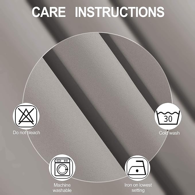 LEMOMO Light Beige Thermal Blackout Curtains/52 x 95 Inch/Set of 2 Panels Room Darkening Curtains